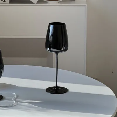 Black Stemmed Wine Glass Elegant Goblet for Red Wine Wedding Banquet Home Bar Table Decor