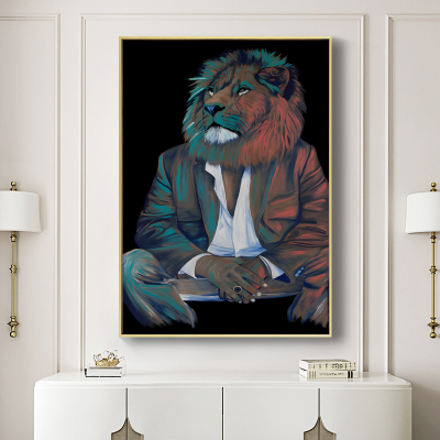Drop Shipping Pop Art Modern Style Animal Portrait Painting Lion and Tiger Canvas Painting HD Printing Framed Picture for Living