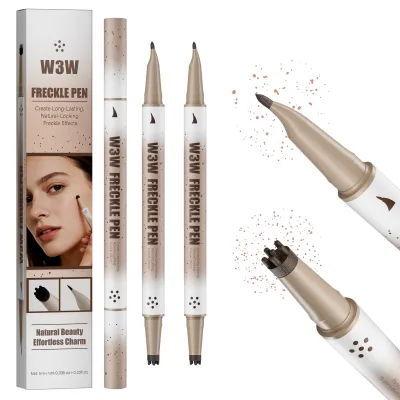 4 Shades Natural Lifelike Sun-kissed Look Waterproof Fake Freckle Pen Makeup Private Label 2 in 1 Quick-dry Freckle Stamp Pen