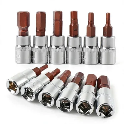 1/4 Sleeve Impact Driver S2 Impact Bit Set 3-8mm Square Drive Phillips Hexagonal Cross Slotted Bits