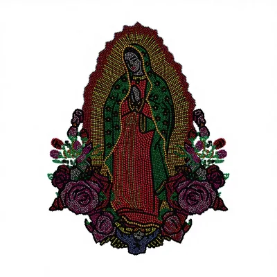 Blessed Maria Rhinestone Transfer Sheets Bling Designs With Rhinestones Crystal Colorful Rhinestone Motif for Clothes