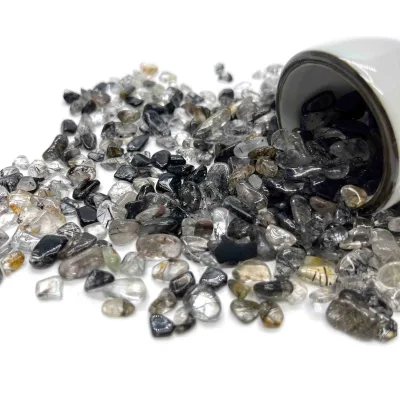 Wholesale Natural Black Rutilated Quartz Chips