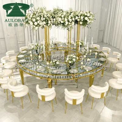 Luxury Crystal Chandelier Modern Stainless Steel Rectangular Outdoor Dining Table Set for Hotel and Home Use