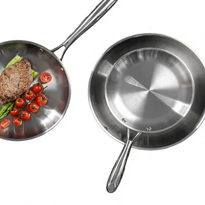Wholesale 316 Stainless Steel Hybrid Skillet Multi-Ply Scratch Resistant Fry Pan for Low-Oil Cooking and All Cooktops