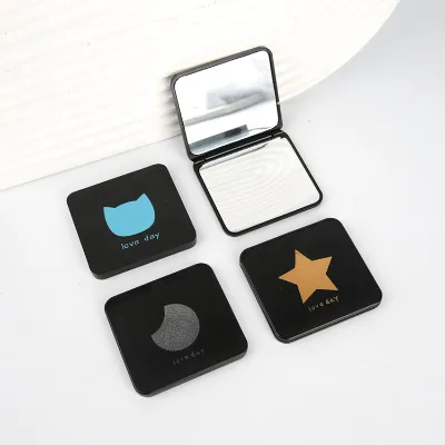 High Quality ABS Plastic Portable Handheld Foldable Mini Square Compact Cute Double-Sided Cosmetic Mirror for Gift