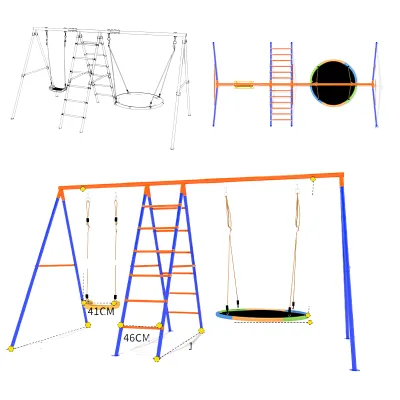 Factory Custom Outdoor Kids Swing Set Backyard Playground Metal Frame Multi Activity Swing Slide Combination for Children