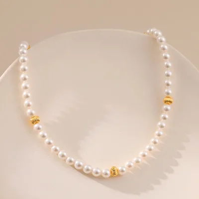 High Quality Brass 18K Gold Pearl Choker Necklace Elegance Minimalist Delicate Necklace for Women