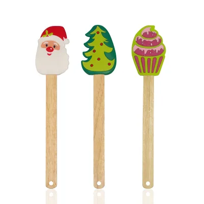 Christmas Silicone Spatula Scraper with Bamboo Handle