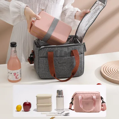 Cross-border Insulated Lunch Bag Student Tote Box Stylish Modern Minimalist Oxford Cloth Aluminum-Foiled Waterproof