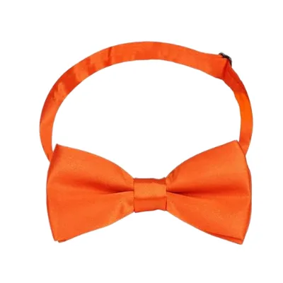 Boys Kids Bow Tie Adjustable Size Polyester Solid Pattern for Wedding Parties Anniversaries Fashion Accessory (Orange)
