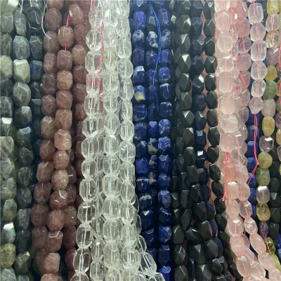 JC962 Faceted Crystal Agate Stone Cut-Surface Loose Beads Jewelry Accessories DIY Beading Vertical-Hole Wholesale