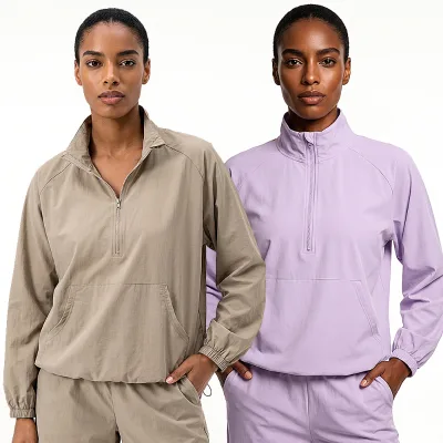 Women's Lightweight Active Top Casual Sports Fitness Long-Sleeved Sweatshirt Stand Collar Quick-Dry Breathable Custom Printed