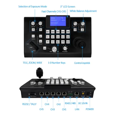 Excellent 3D PTZ Joystick and Keyboard Controller Adjust Iris,brightness, White Balance Etc of PTZ Video Camera