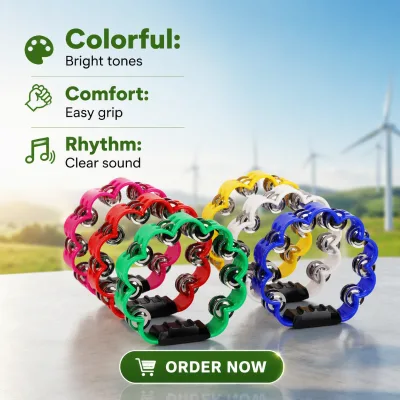 Factory Wholesale Multi Color Double Row Tambourine PP Frame Kids Orff Percussion KTV Party Musical Hand Held Tambourine