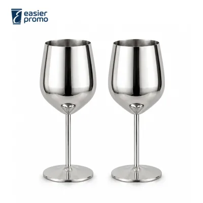 304 Stainless Steel Wine Goblet 500ml Metallic Silver Wine Glass for Red Wine