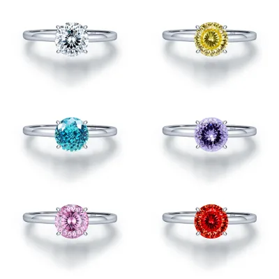 Luxury Collection Fine Jewelry S925 Sterling Silver Aquamarine Blue Zirconia Solitaire Ring Women