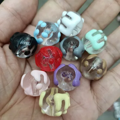 Hot Sell 16mm Cute Hand Painted Illusion Flower Colored Round Acrylic Beads for Beaded Ballpoint Pen Mobile Phone Chain Bracelet