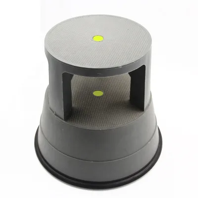 2 Step Tall Metal Heavy Duty Rolling Double Step Stool Holds 300 Lbs Black Color