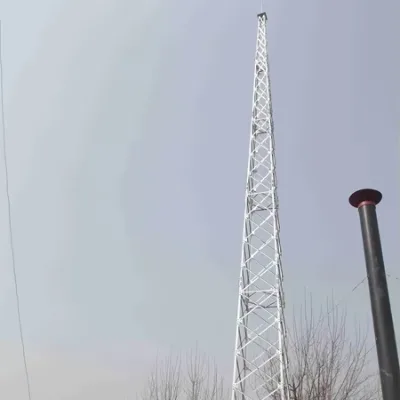 Steel Lightning Rod Telecommunication Tower Lattice Tubular Design with Durable Cast Iron Base