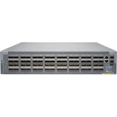 QFX5210, 64 QSFP+/QSFP28 ports, reduced latency, redundant fans, 2 AC power supplies, front-to-back airflow, Flex Transform