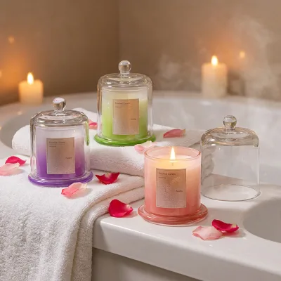 Cloche Glass Scented Candle Soy Wax Long Lasting Aroma Candle for Bedroom Home Decor Luxury Gift for Wedding Holiday