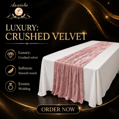 ANNIELU Luxury Modern Red Velvet Eco-Friendly Valentine's Day Table Runner for Wedding Decor Party Events OEM Size