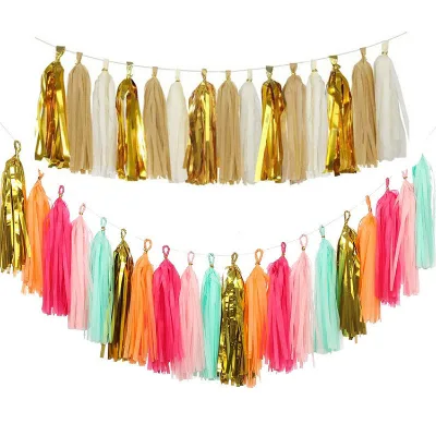 Fashion Party Decoration Rose Gold Tassel Party Garland Wedding Tissue Paper Tassels Garland String