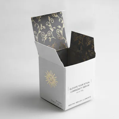Uncoated Paper Self-lock Box Debossed for Organic Body Oil Cosmetic Packaging Box