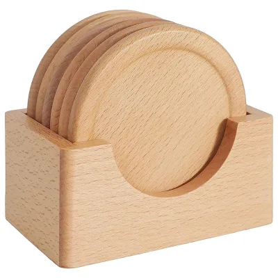 FLYWOD 2025 Trending FLYWOD Kitchen Supplies Luxury Wood coaster Wooden Dink coaster Wooden coaster with Tray
