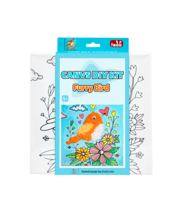 Canvas DIY Kit: Furry Bird. Art Crafts and Kits for Children's Gift.