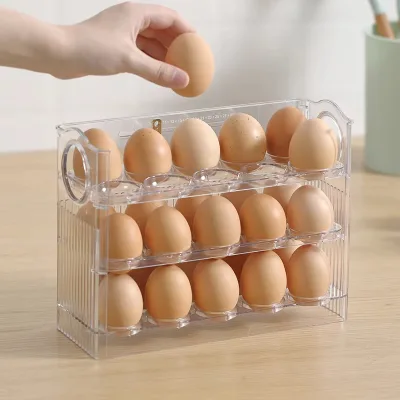 3layer Fridge Flip Egg Holder Storage Rack Tray Container Space Saver Egg Organizer Box Rack for Kitchen