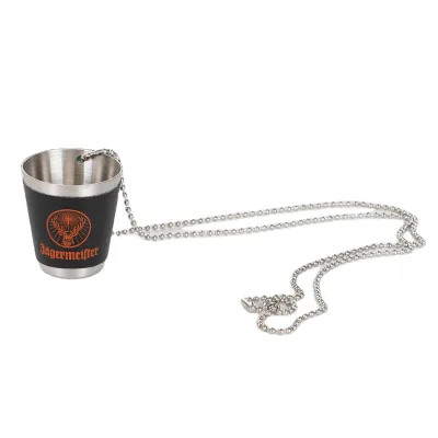 Customized Logo 1oz 30ml Metal Stainless Shot Cups Small Shot Glasses With Beaded Necklace for Gift Party Bar
