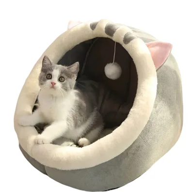 Washable Warm  Custom Soft Portable Cave  Cats Beds for Dogs and Cats Plush Round Dog Bed Dog Pet Bed