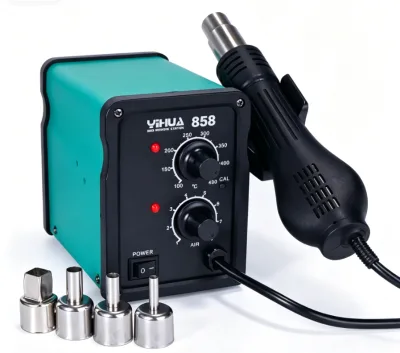 Original YIHUA 858 Digital Hot Air Soldering Station Constant Temperature Hot Air Blower Desoldering with 4 Nozzles