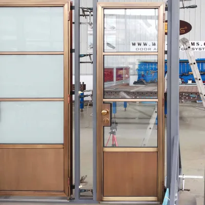 Custom Luxury Contemporary Thermal Insulation Soundproof Tempered Glass Door Copper Brass Frame for Office