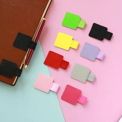 Self-adhesive Leather Pen Holder with Elastic Ring for Pens,  Pencils Leather Pen Holder