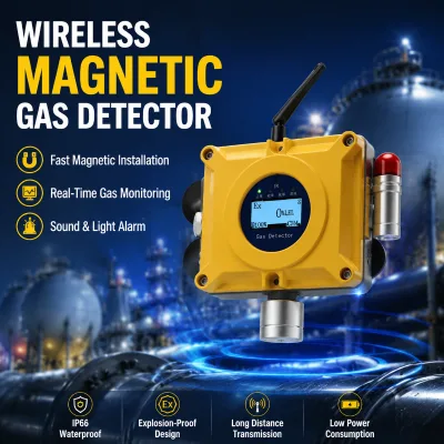HIREP Smart Magnetic-Sensitive Wireless Flammable Gas Detector Alarm ATEX/FCC/SIL Cable-Free Installation CH4 Propane Isobutane