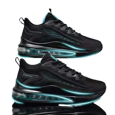 Trendy Men's Casual Spring Autumn Running Shoes with Air Cushion EVA Breathable Soft Bottom Comfortable Sneakers Canvas Lining