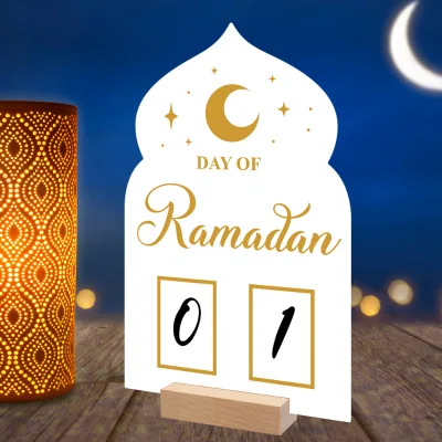 Islamic Day Suhoor Iftaar Countdown Gifts Muslim Ramadan Table Ornament Reusable Acrylic Ramadan Mubarak Calendar Board