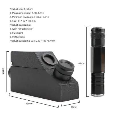 Professional Gemstone Refractometer Gemstone Diamond Refractometer Jewelry Emerald Testing Tool LED Light Double Refractometer