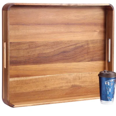 Large Wooden Ottoman Tray 22x18 Inches Foldable American Style Bathroom Serving Tray Storage Organizer