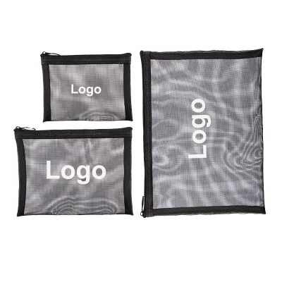 Custom Logo Clear Canvas File Folder A5/A6 Letter Document Cosmetic Bags Travel Office Supplies Mesh Zipper Pouch
