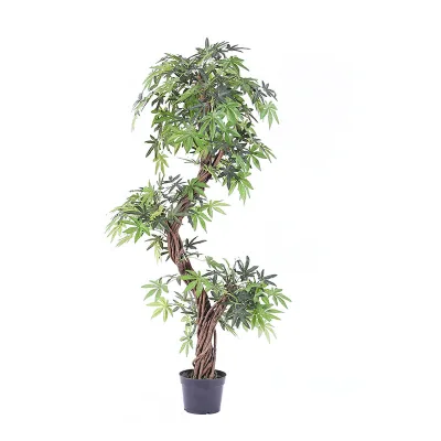 New Arrivals High Simulation Rattan Trunk Maple Leaf Artificial Rattan Trunk Spiral Flower Plant 180cm Green