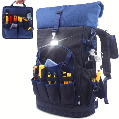 Heavy Duty Tool Organizer Mechanics Electricians Tool Backpack With Detachable Pouches