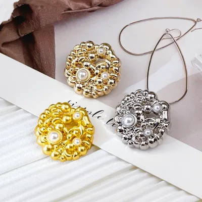 Small Style Simple Decorative Irregular Pearl Zinc Alloy Metal Buttons Rectangle Pattern Eco-friendly