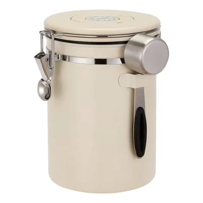 1.2L Color Printing Coffee Canister with Airtight Lid and Date and Month Tracking Setting