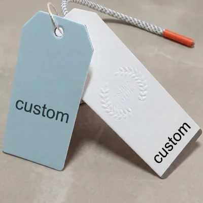 Custom Embossed Recycled Premium Paper PET Leather Tags Garment Hang Tags with Logo QR Code for Hat Unique Luxury High Quality