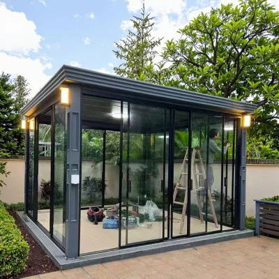 High Performance Insulated Glass Sunroom Motorized Louvered Room for All Season Sunroom Europe