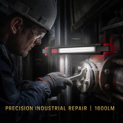 Industrial Grade 180° Rotating LED Inspection Wand 1600 Lumens Magnetic Base Worklight for Narrow Space Machinery Repair