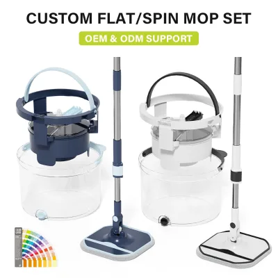 High Quality White Magic Microfiber Mop Self-Wringing Eco-Friendly Stainless Steel Telescopic Handle Reusable Pads for Dry/Wet